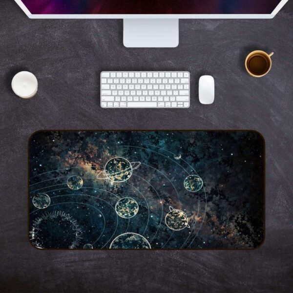 Space Cosmic Orbits  | Desk Mat | Desk Pad | Mouse Pad | Leather Desk Pad | Gaming Mouse Pad
