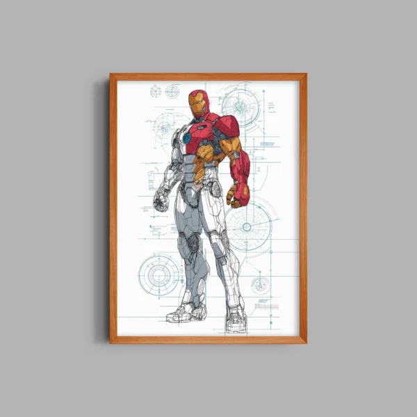 Drawn in lines iron man poster