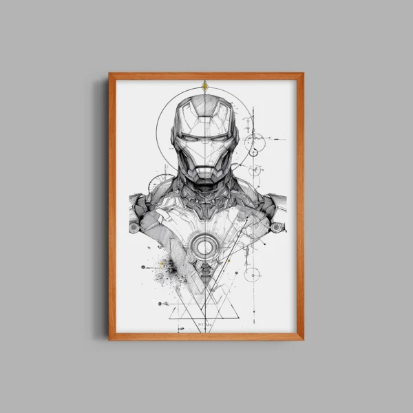 Drawn in lines iron man face poster