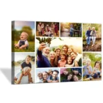 Custom canvas collage print of family photos, ready to hang, gallery wrapped.
